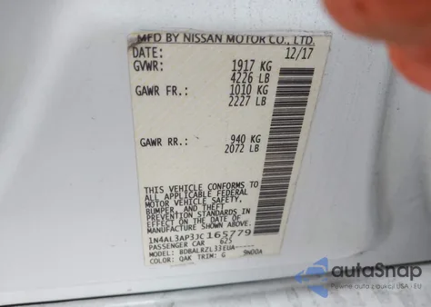 2018 Nissan Altima 2.5 Sl из США, поврежденный, VIN 1N4AL3AP3JC165779